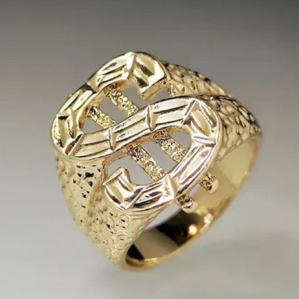 Gold plated Dollar Sign Ring for men’s size: 10